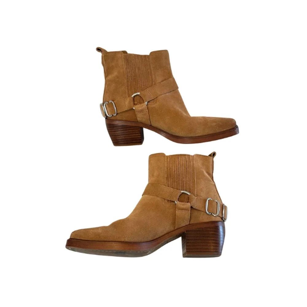 Sam Edelman Bellamie Bootie Ankle Boots Western Camel Suede Tan Women's Size 8 - Picture 4 of 8
